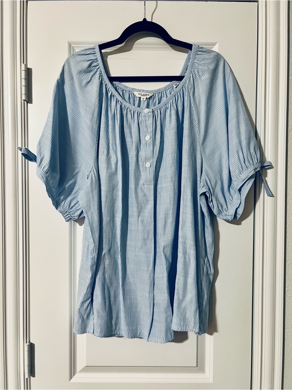 Striped 1/4 Button Blouse